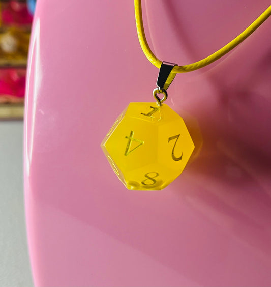 Mac and cheese dice necklace